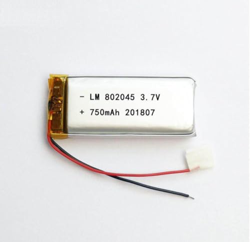 MCHkR 2 5 10pcs 3,7 V 750mAh 802045 Lipo mit 2,0 mm JST -Stecker kompatibel mit kleinen DIY -Projekten und tragbaren Geräten(10pcs no Connector) von MCHkR
