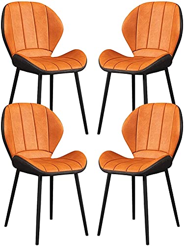 Set mit 4 modernen Esszimmerstühlen aus Kunstleder, ergonomische Küchenstühle mit Metallbeinen für Esszimmer, Wohnzimmer, Büro, Lounge (Farbe: Orange) von MCLAYF