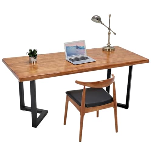 MCLIUJIA Büro-Schreibtisch, Massivholz, Computertisch, Metallbeine, Büro-Schreibtisch, industrieller Schreibtisch, Arbeitsstation, Schreibtisch ohne Stuhl, Computer, Heimschreibtisch (160 x 70 x 75 cm von MCLIUJIA