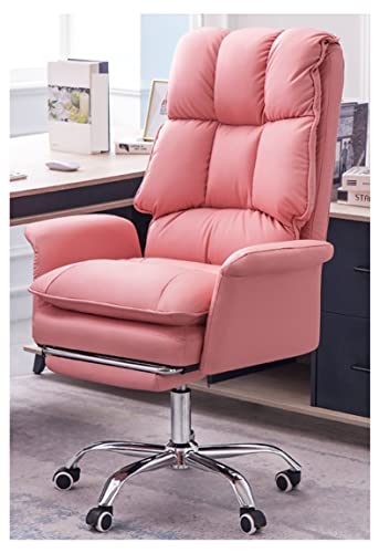 MCLIUJIA Computer-Arbeitsstuhl, Bürostuhl, Gaming-Stuhl, hohe Rückenlehne, Schreibtischstuhl, Chefsessel, Computer-Drehstuhl, ergonomisch, mit Fußstütze, Chefsessel (Rosa) von MCLIUJIA