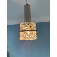 One Of Three Mid-Century Crystal Glass & Chrome Hanging Light Kinkeldey, 1960S/Mcm Modern Ceiling Light/Vintage Pendant von MCMSchop