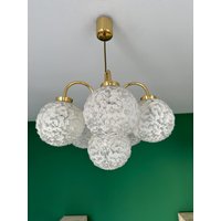Vintage Glass & Brass Sputnik Light 70S/Mid Century Atomic Lamp/Space Age Modern German Ceiling von MCMSchop