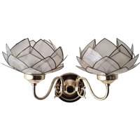 Vintage Mid-Century Modern Capiz Shell Wandleuchte Aus Messing von MCMeffect