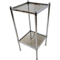 Vintage Mid Century Modern Chrom Und Rauchglas Regal von MCMeffect