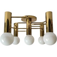 Vintage Mid Century Modern Messing Deckenlampe Leola Deckenleuchte Von Sciolari, Deutschland, 1970Er Jahre von MCMeffect