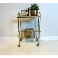 Vintage Mid Century Modern Messing Rollwagen Magazin Halter Tisch Mcm 60Er Jahre von MCMeffect