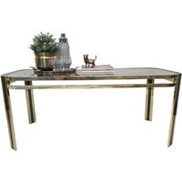 Vintage Mid Century Modern Messing Und Rauchglas Tisch Made in Italy von MCMeffect