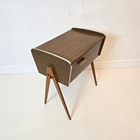 Vintage Mid Century Modern Nähkästchen Nachttisch Beistelltisch 60Er Jahre von MCMeffect