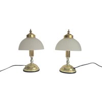 Vintage Mid Century Modern Table Touch Control Lampe Mit Geripptem Glasschirm Und Messingdetails - Einzelstück Vintage Mid Century Modern Table Touch Control Lampe Mit Geripptem Glasschirm Und Messingdetails - Einzelstück von MCMeffect