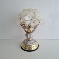 Vintage Mid Century Modern Touch Lampe Bett Beistelltisch Mit Blumen 80Er Jahre von MCMeffect