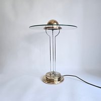 Vintage Space Age Atomic Glas Messing Halogenlampe von MCMeffect