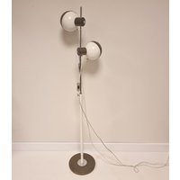 Vintage Space Age Atomic Stehlampe Auf Magneten. Höhenverstellbare Zwei Shaded Augapfel Lampe 70 von MCMeffect