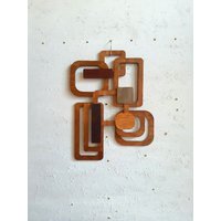 Mid Century Moderne Wandkunst, Holz Retro Wandbehang, Wanddekor, 60Er Jahre, 3D Wandfliese von MCModernStudio