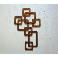 Mid Century Moderne Wandkunst, Holz Retro Wandbehang, Wanddekor, 60Er Jahre, 3D Wandfliese von MCModernStudio