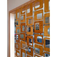 Retro Raumteiler, 5 Reihen Raumteiler W50'' Custom Höhe, Mid Century Hängetrennwand Trennwand, Trennwand Echtholz von MCModernStudio