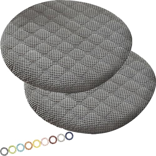 MCNDSI Rund Sitzkissen Stuhl Stuhlkissen 30/40/35/50/45 cm Sitzkissen Baumwolle Sitzpolster Stuhlauflage für Outdoor Indoor Gartenstuhl Küche oder Esszimmerstuhl(K1,2PCS_14INCH/35CM) von MCNDSI