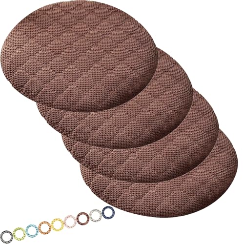 MCNDSI Rund Sitzkissen Stuhl Stuhlkissen 30/40/35/50/45 cm Sitzkissen Baumwolle Sitzpolster Stuhlauflage für Outdoor Indoor Gartenstuhl Küche oder Esszimmerstuhl(K7,4PCS_14INCH/35CM) von MCNDSI