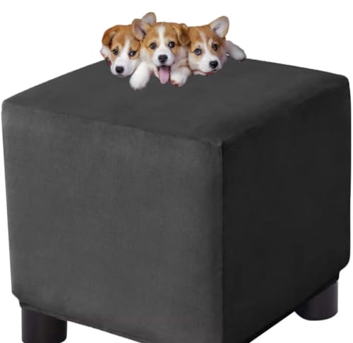 Quadratisch Fußhocker Bezug Stretch Ottomane Schonbezug Hockerbezug 60x60 /40x40 Samt Husse für Fußhocker Ottomanischer Hocker-Bezug Überzug Hocker Protector Waschbar ( Color : #20 , Size : 55x55 cm ) von MCNDSI