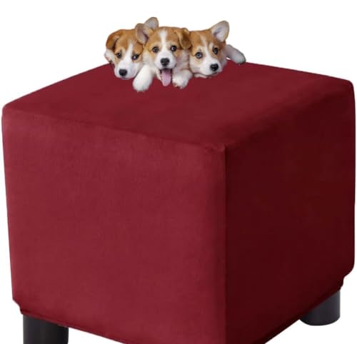 Quadratisch Fußhocker Bezug Stretch Ottomane Schonbezug Hockerbezug 60x60 /40x40 Samt Husse für Fußhocker Ottomanischer Hocker-Bezug Überzug Hocker Protector Waschbar ( Color : #25 , Size : 40x40 cm ) von MCNDSI