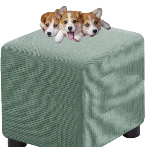 Quadratisch Fußhocker Bezug Stretch Ottomane Schonbezug Hockerbezug 60x60 /40x40 Samt Husse für Fußhocker Ottomanischer Hocker-Bezug Überzug Hocker Protector Waschbar ( Color : #6 , Size : 55x55 cm ) von MCNDSI