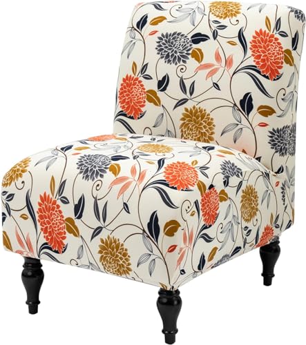 Sesselhussen Stretch Ohne Armlehne，Elastisch Sofabezug Armless Chair Cover Sesselschoner,langlebig,Jacquard-Stoff, Waschbar,für Wohnzimmer Hotel Haus Esszimmer ( Color : Beige/Orange , Size : 2pcs ) von MCNDSI