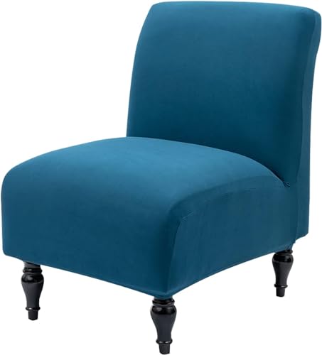 Sesselhussen Stretch Ohne Armlehne，Elastisch Sofabezug Armless Chair Cover Sesselschoner,langlebig,Jacquard-Stoff, Waschbar,für Wohnzimmer Hotel Haus Esszimmer ( Color : Peacock Blue , Size : 1pc ) von MCNDSI