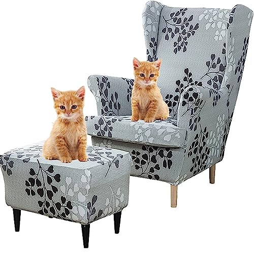 Wingback Armchair Cover 3 Piece Set Wing Chair Slipcover Soft High Stretch Chair Covers Furniture Protector Spandex Wing Chair Slipcovers,for Living Room Furniture Footstool Cover ( Color : #36 ) von MCNDSI