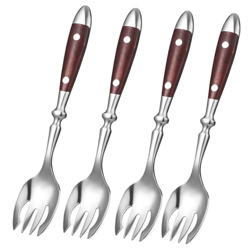 4-teilige Metall-Göffelgabel, lebensmittelechte Edelstahl-Salatgabel mit Bakelitgriff, wiederverwendbare Dessertgabel, geeignet für Küchen, Restaurants und Hotels von MCNZNJONV