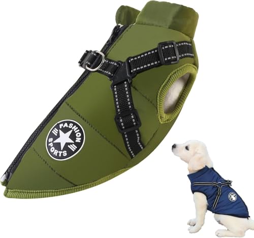 Warmer Hundewintermantel, Wasser- und Winddicht, mit Hosenträgern und Reißverschluss, verstellbare und Bequeme Haustierweste für Katzen sowie kleine, mittelgroße und große Hunde von MCNZNJONV
