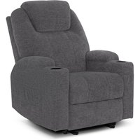 M MCombo Elektrisch Relaxsessel Massagesessel Fernsehsessel Liegefunktion Vibration Heizung 7061 neues Modell (Grau-Chenille) von MCOMBO