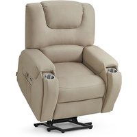 M MCombo Fernsehsessel mit Aufstehhilfe Elektrisch, mit Massage & Heizung, Relaxsessel mit Liegefunktion bis 145°, 7252 (Mikrofaser, Beigebraun) von MCOMBO