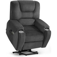 M MCombo Fernsehsessel mit Aufstehhilfe Elektrisch, mit Massage & Heizung, Relaxsessel mit Liegefunktion bis 145°, 7252 (Stoff, Dunkelgrau) von MCOMBO