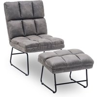 M MCombo Relaxsessel Fernsehsessel Loungesessel Sessel Hocker Set Stoffbezug Dunkelgrau 0016DE von MCOMBO