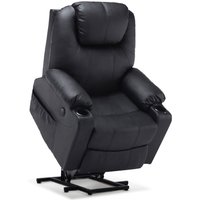 M MCombo elektrisch Aufstehhilfe Fernsehsessel Relaxsessel 7040 Massage Heizung elektrisch verstellbar USB-Anschluss (Schwarz-Kunstleder) von MCOMBO