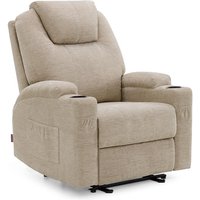 M Mcombo Elektrisch Relaxsessel Massagesessel Fernsehsessel Liegefunktion Vibration Heizung 7061 neues Modell (Beige-Stoff) von MCOMBO