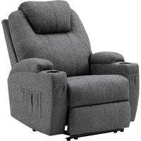 M Mcombo Elektrisch Relaxsessel Massagesessel Fernsehsessel Liegefunktion Vibration Heizung 7061 neues Modell (Grau-Stoff) von MCOMBO