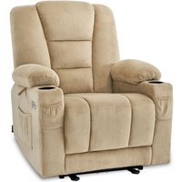 M Mcombo Fernsehsessel elektrisch verstellbar, Relaxsessel mit Liegefunktion, tv Sessel mit Massage & Wärmefunktion, usb & Getränkehalter, von MCOMBO