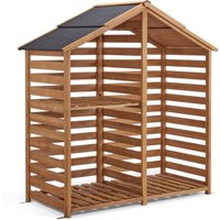 M Mcombo Holzregal Außen, Kaminzubehör Kaminholzregal mit 2 Ebenen, Brennholzregal mit Wasserdichter Abdeckung 1213 von MCOMBO