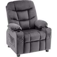 Mcombo - m Kinder Sessel Jugend- und Kindersofa Kindersessel mit Liegefunktion, Samt , Grau, 7355 von MCOMBO