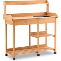 Mcombo - m Pflanztisch Gärtnertisch Blumentisch mit Waschbecken Ablage Natur 0458 von MCOMBO