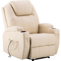 M Mcombo Elektrisch Relaxsessel Massagesessel Fernsehsessel Liegefunktion Vibration Heizung 7061 neues Modell (Creme- Kunstleder) von MCOMBO