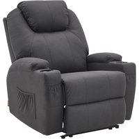 Mcombo - m Elektrisch Relaxsessel Massagesessel Fernsehsessel Liegefunktion Vibration Heizung 7061 neues Modell (Dunkelgrau-Mikrofaser) von MCOMBO