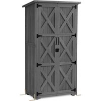 M Mcombo Gartenschrank Holz, Gartenhaus Klein Wetterfest, Outdoor Gerätehaus Geräteschuppen, für Außenbereich Balkon Terrasse, 55×90×169cm, 0878EY-F von MCOMBO