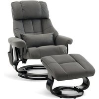 M Mcombo Relaxsessel mit Hocker, Drehbare Fernsehsessel mit Liegefunktion, Moderner TV-Sessel Stuhl für Wohnzimmer, mit Kissen & Seitentasche, ohne von MCOMBO
