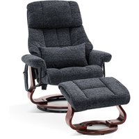 M Mcombo Relaxsessel mit Hocker 9066, Drehbare Fernsehsessel mit Liegefunktion, Moderner TV-Sessel Stuhl für Wohnzimmer, mit Kissen & Seitentasche, von MCOMBO