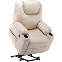 M Mcombo elektrisch Aufstehhilfe Fernsehsessel Relaxsessel 7040 Massage Heizung elektrisch verstellbar USB-Anschluss (Creme-Kunstleder) von MCOMBO