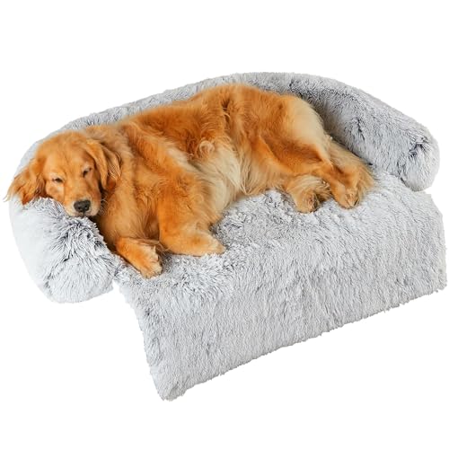 MCPTSN Hundedecke Waschbar, Hundebett Couch für Sofaschutz Hund und Kofferraumschutz, Plüsch Hundematte mit Reißverschluss, Wasserfeste Rutschfester Unterseite, für Grosse Hunde (XL, Hellgrau) von MCPTSN