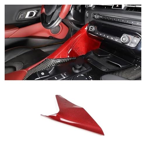 MCQNDS Für Toyota GR Für Supra A90 MK5 2019 2020 2021 2022 Auto Center Control Getriebe Seite Trim Panel Trim Abdeckung Autoinnenraum(Real Carbon Fiber red) von MCQNDS