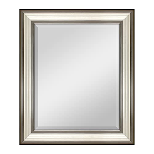 MCS 40,6 x 50,8 cm geriffelter Spiegel, Außenmaß ist 53,3 x 63,5 cm, Finish 20578, Glas Polystyrol, Zweifarbiges warmes Zinn und Silber, 21 x 25 Inch von MCS