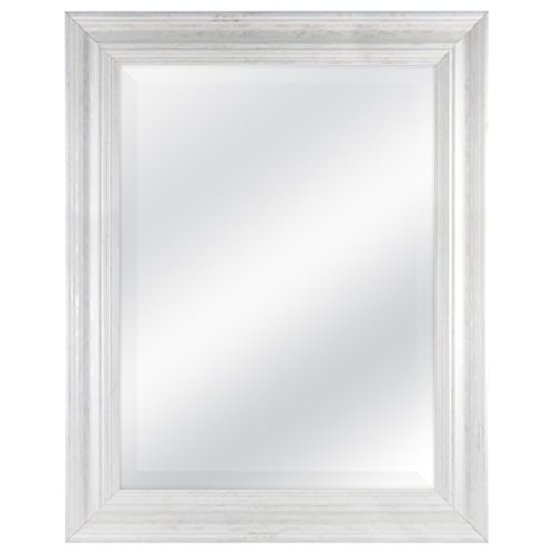 MCS 18 24 inch Scoop Mirror, 23.5 by 29.5 inch Outside Dimension, White Wash Finish 20547, Glas Polystyrol, Weiße Waschung, 18 x 24 in von MCS